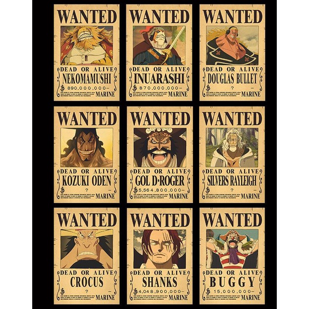 A Full Set of Anime One Piece New Reward Set Retro Kraft Poster COD ...