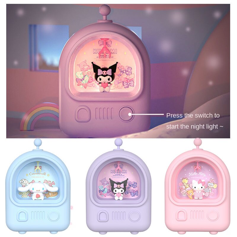 Sanrioed Anime Cinnamoroll Kuromi Kittys Cat Model Doll USB Night Light ...