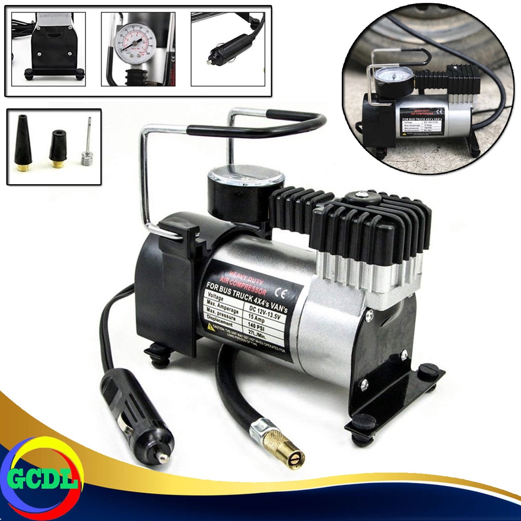 Air Compressor Heavy Duty Pump Electric Tire Inflator 12V 140PSI/965kPA ...