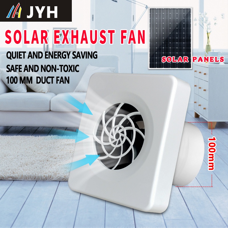 DC solar 110PVC round roof duct fan kitchen wall bathroom 4 inch exhaust fan silent ventilation