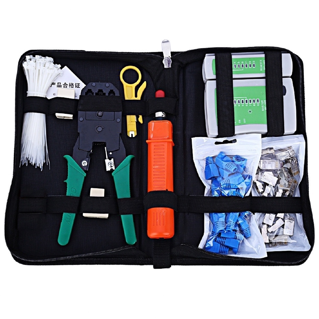Network Ethernet LAN Kit RJ45 Cat5e Cat6 Cable Tester Crimping Tool Set ...