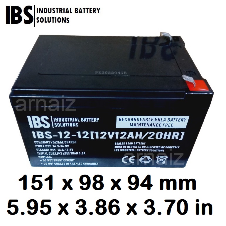 E Bike Battery 12V 12Ah 20hr 12 Volts 12 Ampere EBike UPS Battery IBS IBS 12 12 Rechargeable Battery Shopee Philippines