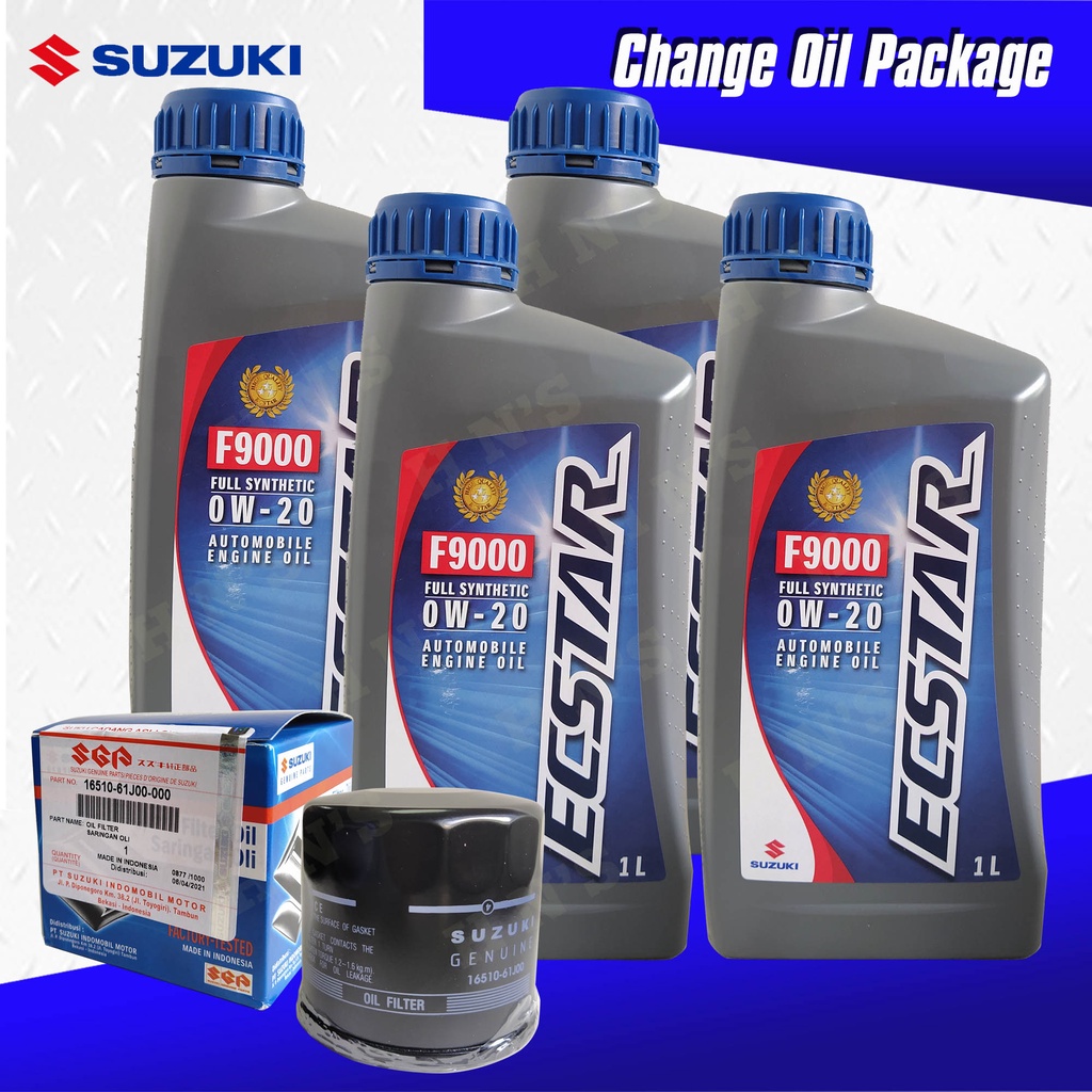 Suzuki Genuine Ecstar 0W20 Oil Change Package for Suzuki Ertiga, Swift Dzire ( 4L + Oil Filter