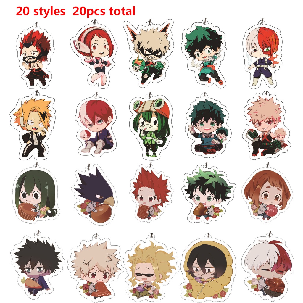 CWholesale 20PCS Anime My Hero Academia Keychain Midoriya Izuku Cosplay Double Sided Acrylic Key Cha