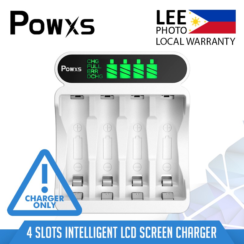 PowXS 4 Slots Intelligent LCD Screen Charger With Type C + Micro USB ...