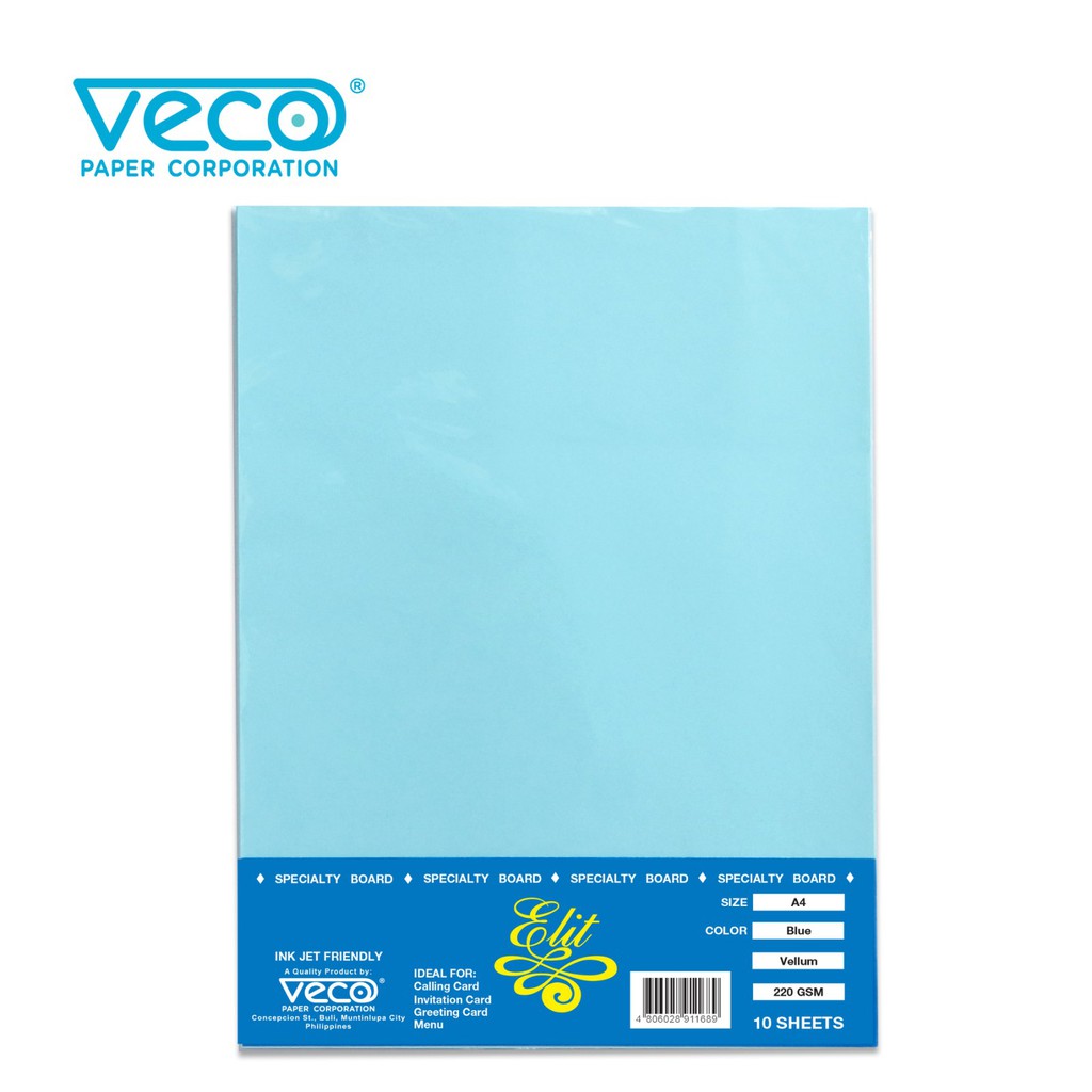 Elit Vellum Board A4 220gsm Colored (10sheets/set x 5sets=50sheets