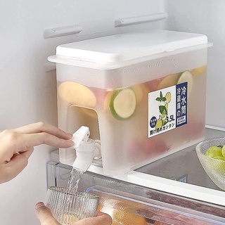 Plastic Drink Dispenser with Spigot for Fridge, 3.9L(1 Gallon) Cold Kettle  with Faucet in Refrigerator, Clear Beverage Dispenser for Fridge and Fruit