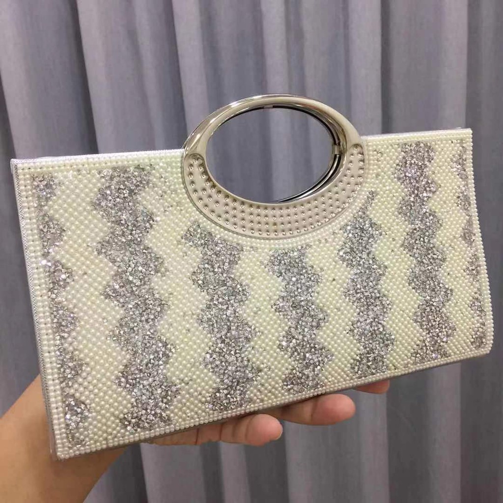 A&J New ladies bag diamond pleated dinner clutch clutch metal chain ...