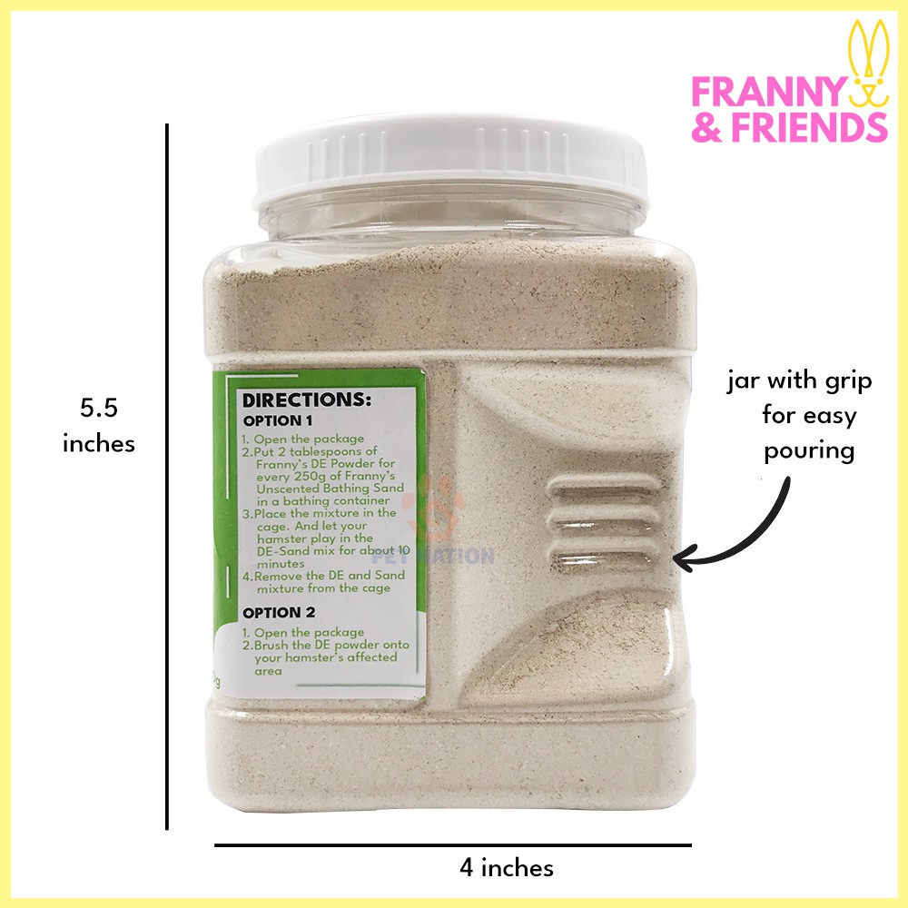 Franny & Friends All Natural DE Powder (500G) Grip Jar Diatomaceous ...