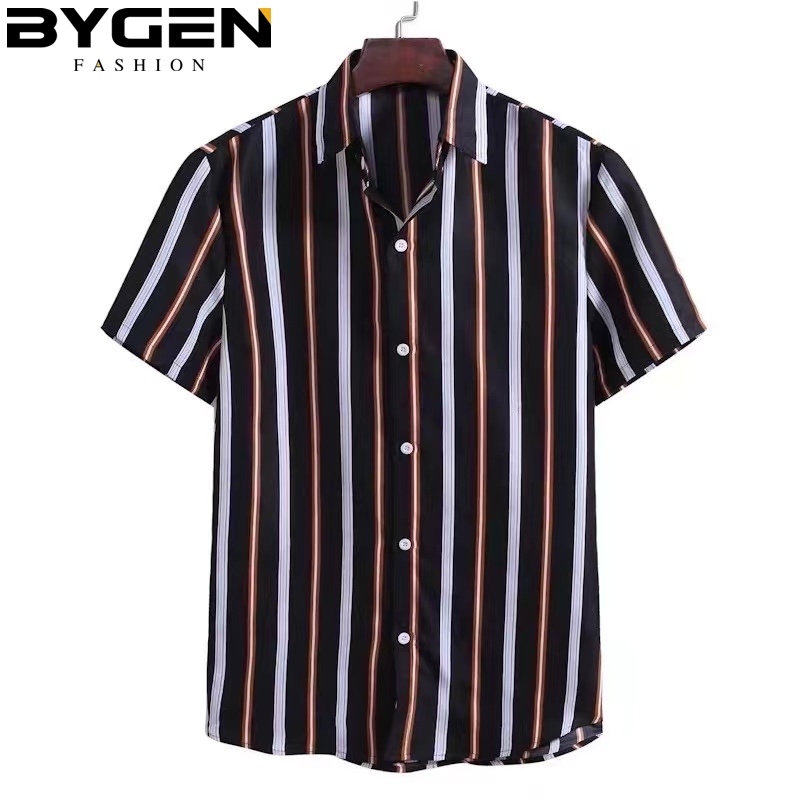 Men's Stripe Polo Print Short Sleeve Korean style | Shopee Philippines