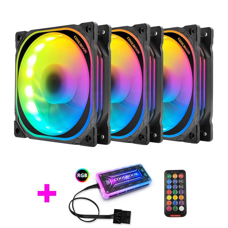COOLMOON 120mm Cooling Fan 3 Kit Rgb Fan Quiet Desktop Computer Cooler ...