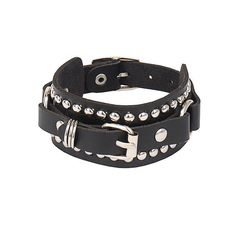 2022 New Skull Gothic Unisex Women Punk One-row Spike Rivet Bracelet ...