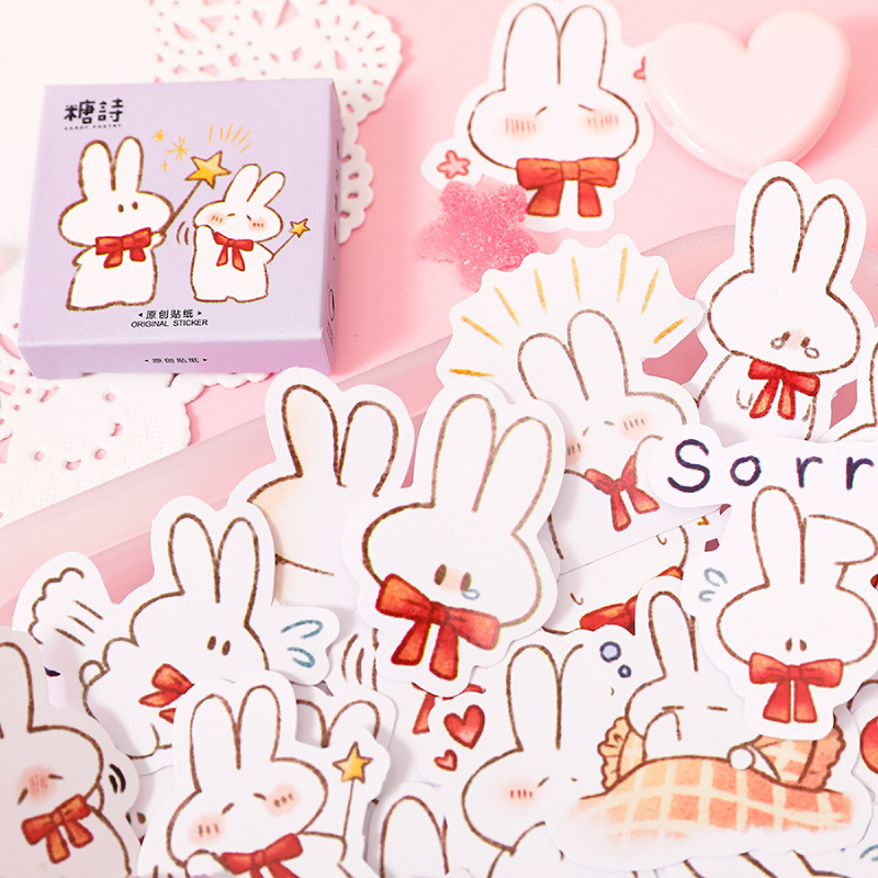 Mohamm 45Pcs Magic Snow Rabbit Series Stickers Cute Cartoon Decoration ...