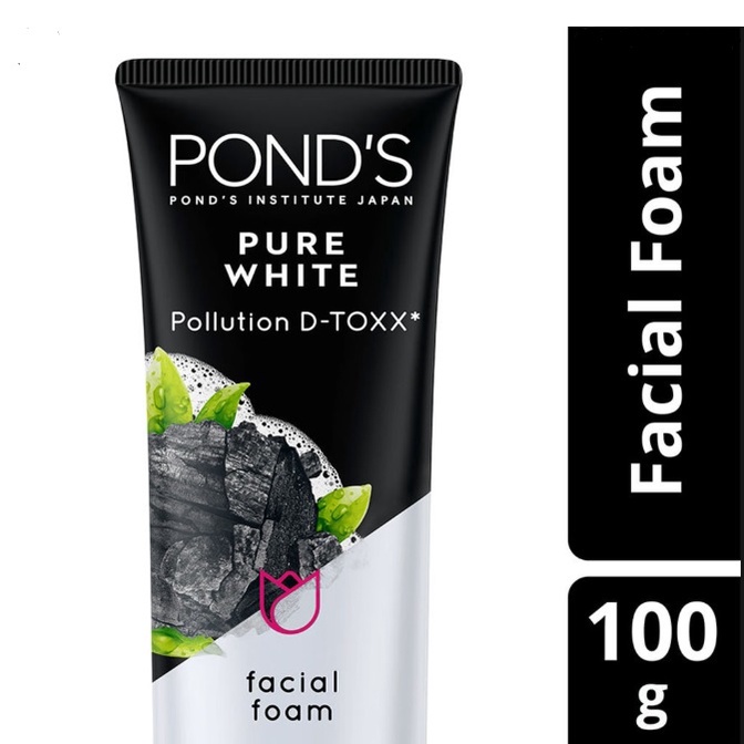 HITAM Ponds Pure Bright Pollution DTox Facial Foam 100gr Ponds Black