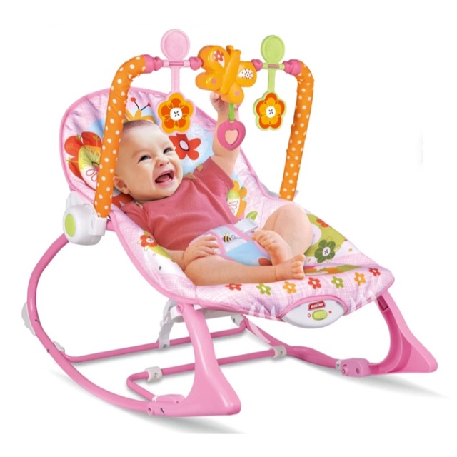 Vibrating Baby Rocker with Play Gym in Pink | Shopee Philippines
