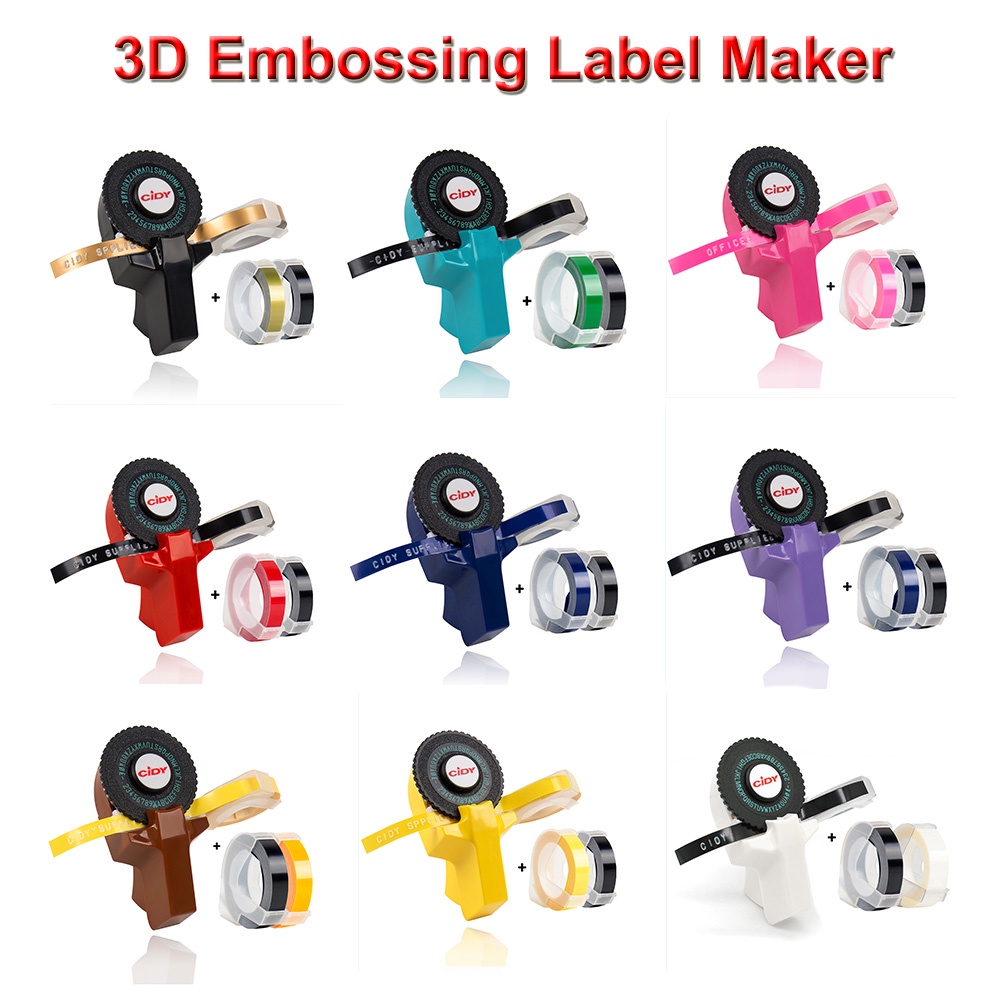 Multicolor Embossing Label Maker with FREE 2 TAPES (9mm x 3mtrs) Manual ...