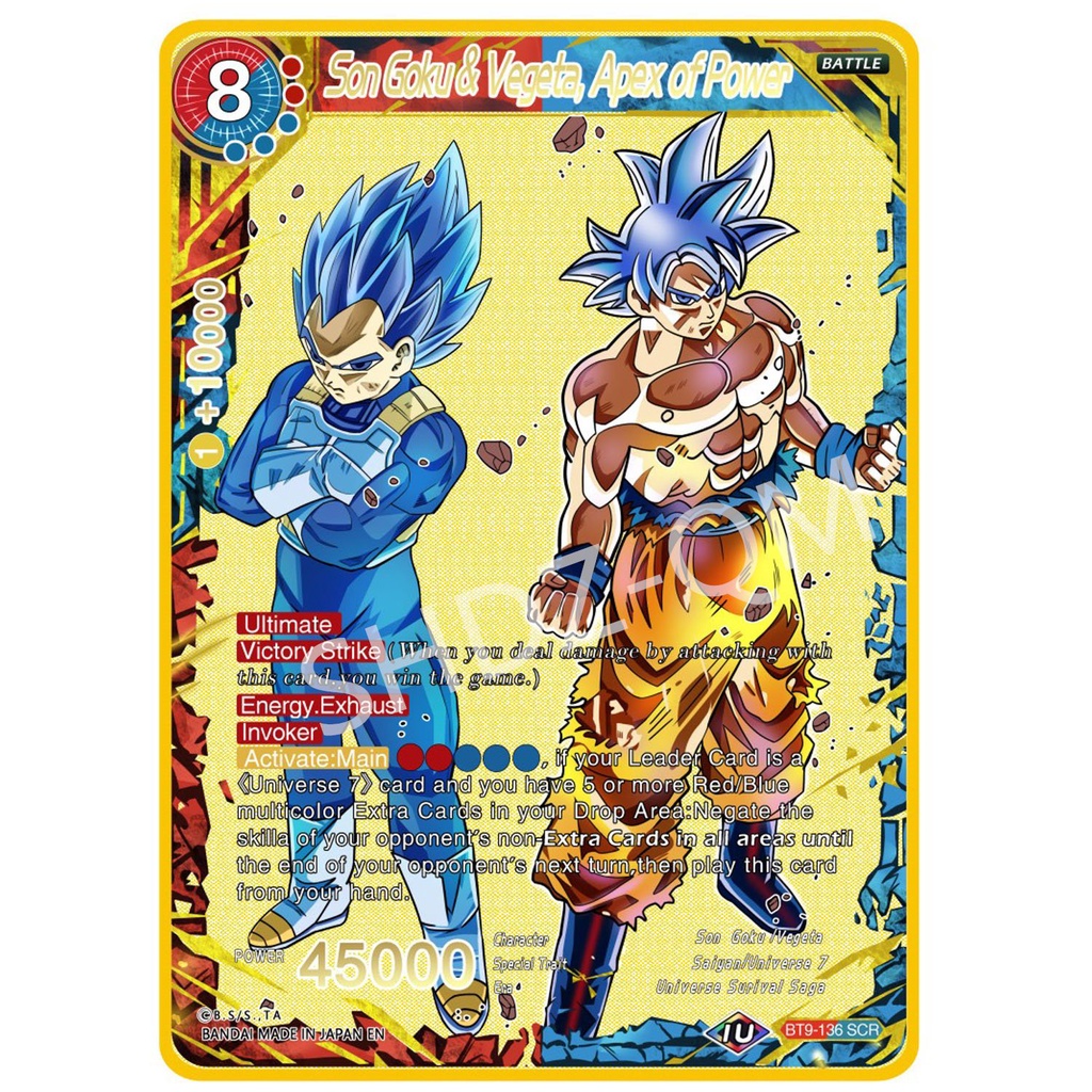 Dragon Ball Super Tcg Gold Card Handtekening Kaart Goku Vegeta Trunks