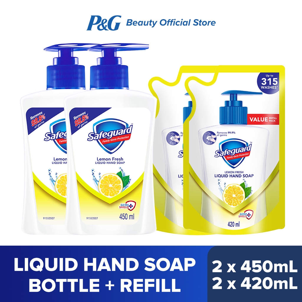 Safeguard Lemon Fresh Liquid Hand Soap 450ml Refills 420ml Set Of