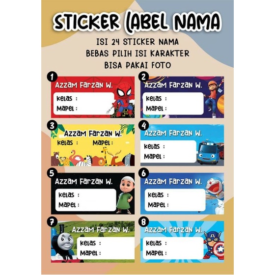 Character School Children's Mapel Label Sticker | Shopee Philippines