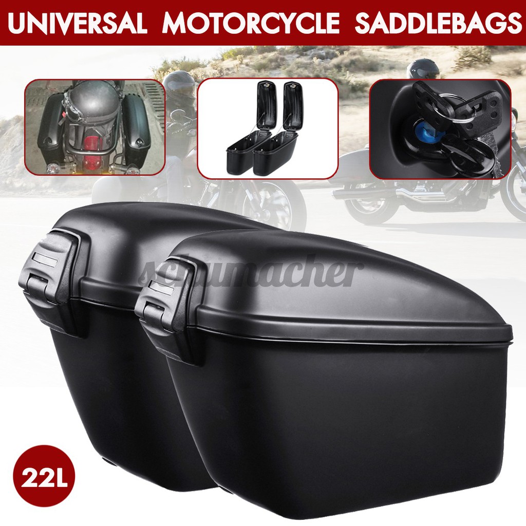 Universal outlet motorcycle saddlebags