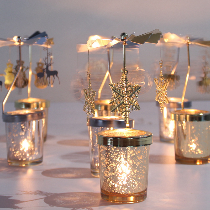 Rotating Candle Holder Revolving Lantern Romantic Rotary Tealight ...