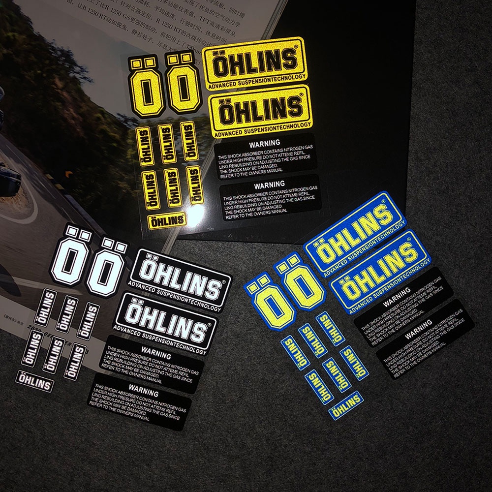 NO.L093 OHLINS Reflective Stickers Motorcycle Suspension Shock Decal ...