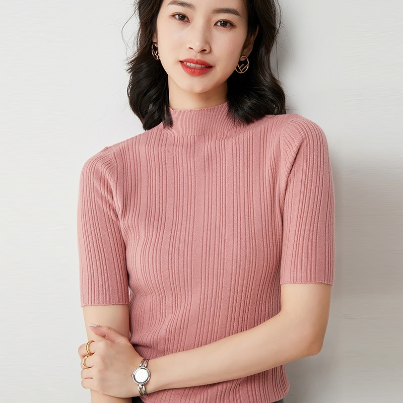 Free People Womens Short Sleeve Mock Neck Top Pink Size Small main image 1
