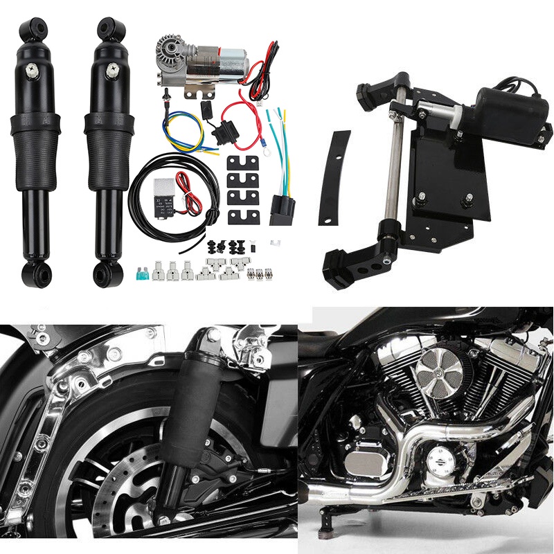 (stock) ☆^ Motorcycle Rear Air Ride Suspension Kit Air Tank For Harley ...