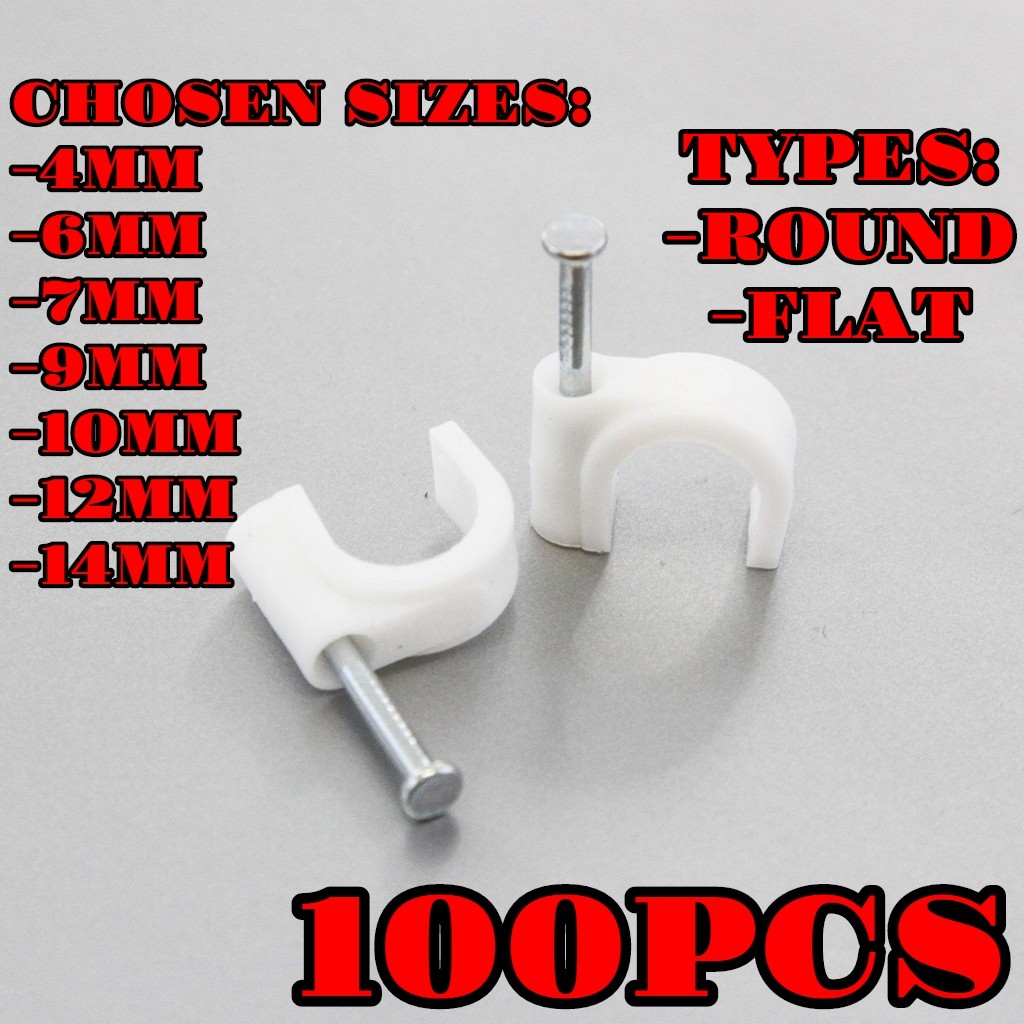 Cable Clips For Cables to 8mm (100pcs) 