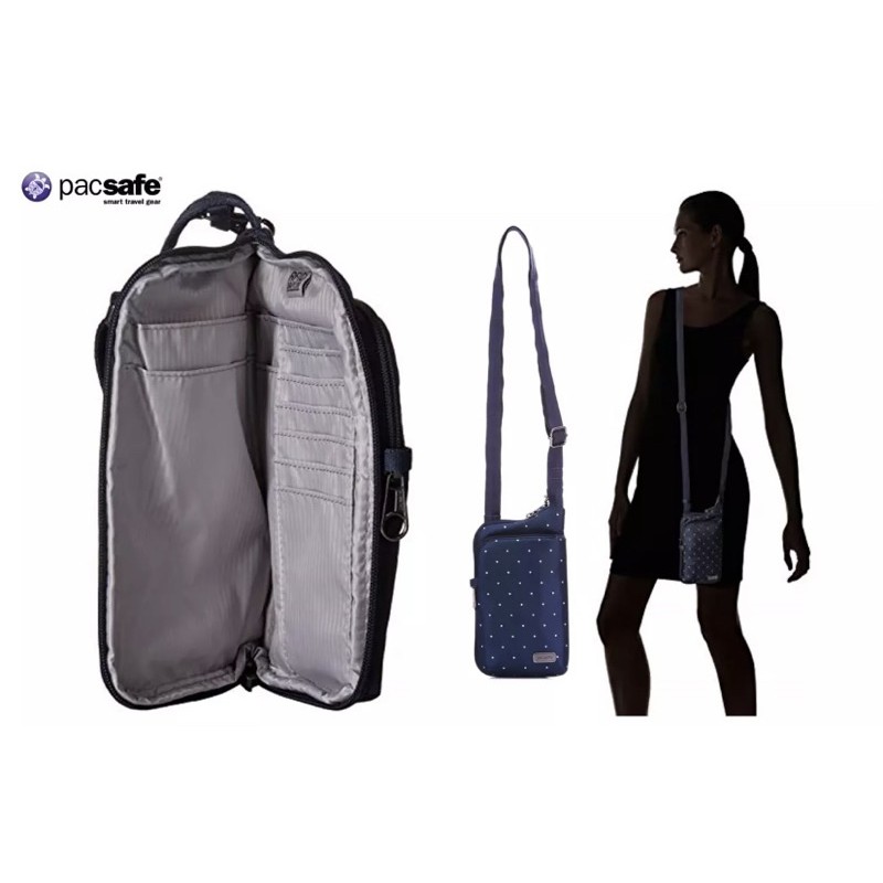 Authentic Pacsafe Daysafe Tech Antitheft Crossbody in Navy Polka