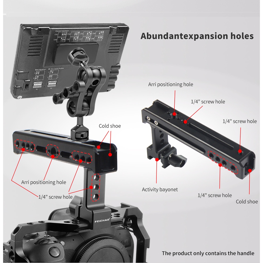 XT-XINTE Top Side Handle Grip NATO Tube Slide Handgrip ARRI 1/4 Cold ...