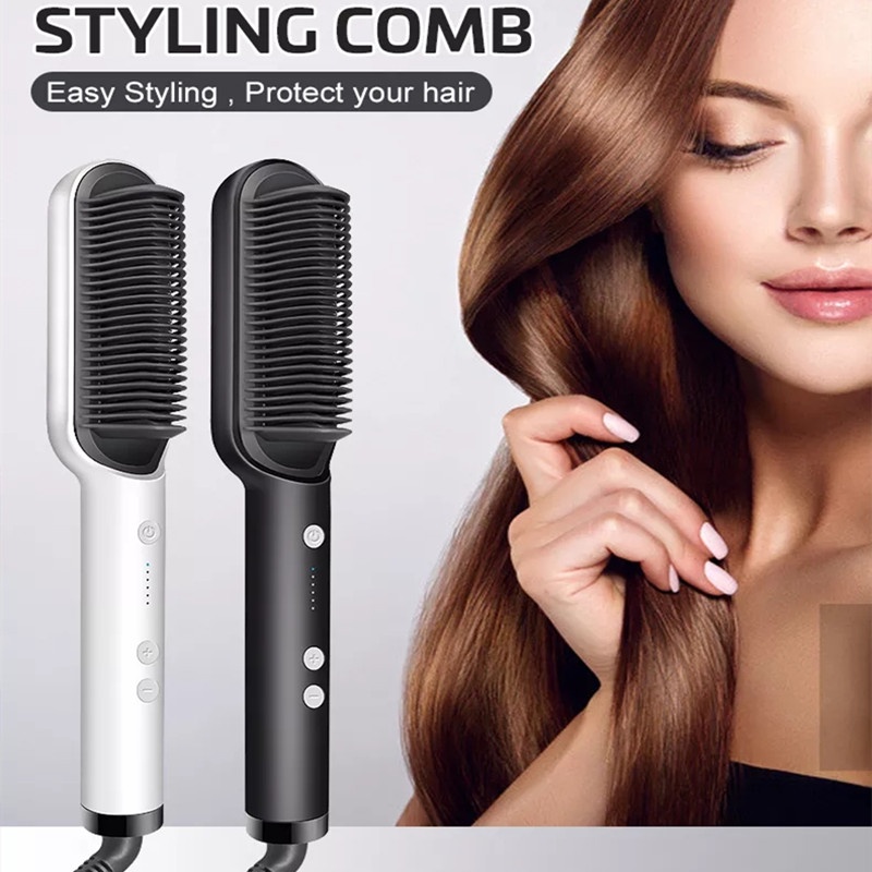 Hair Straightener Temperature Adjustment Ionic Brush Straighteners