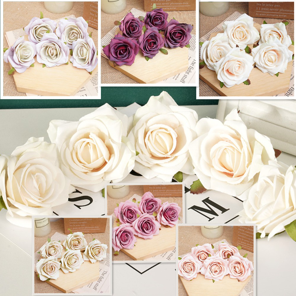 Artificial flowers 5 PCS 6CM Rose Flower Heads Wedding Cake Decoration