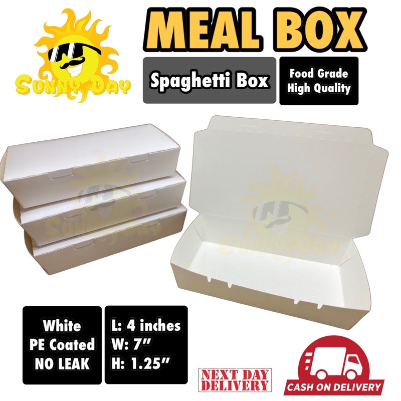 50 pcs. | White Spaghetti Box | Meal box | Take Out Tray | Shopee ...