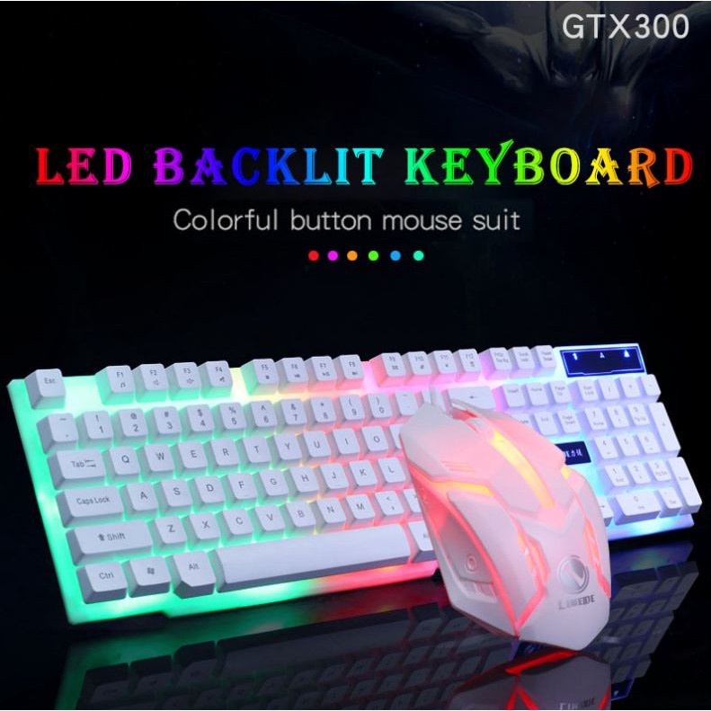 Gaming Keyboard Set Color LED Backlight Backlight USB Wired PC Laptop ...