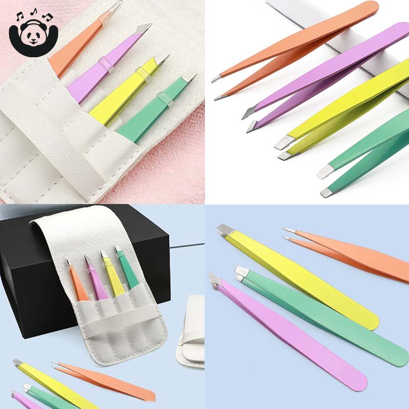 Eyebrow Plucking Tweezers Set of 4 Eyebrow Tweezers Set with Angled