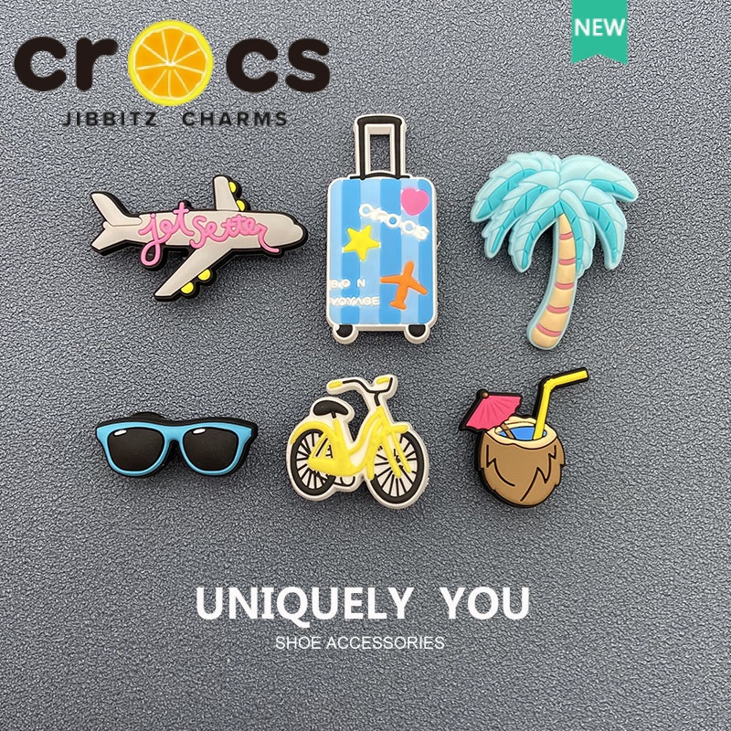 crocs jibbitz charms Button Holiday Series Airplane Suitcase Coconut