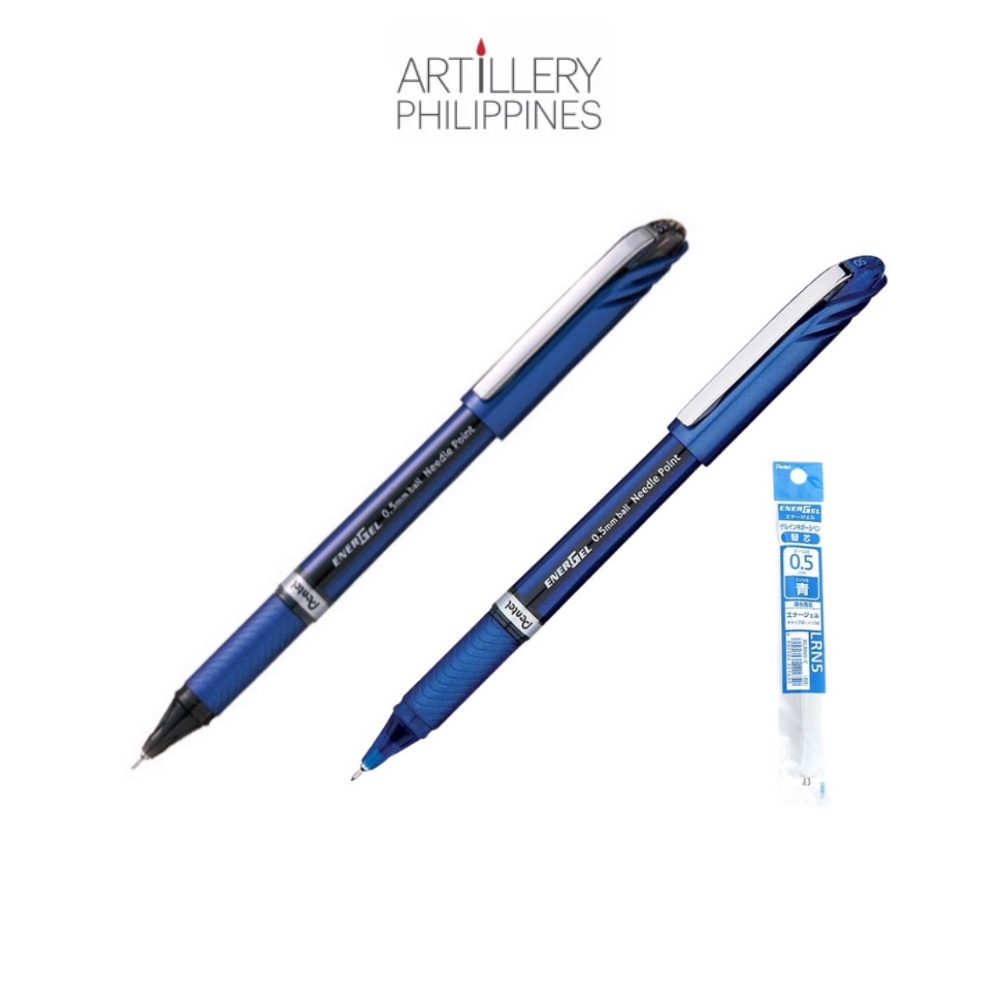 Pentel EnerGel Retractable Liquid Gel Pen, 0.5mm, Blue Ink, Blue Body, 3  Pens & 3 Ink Refills