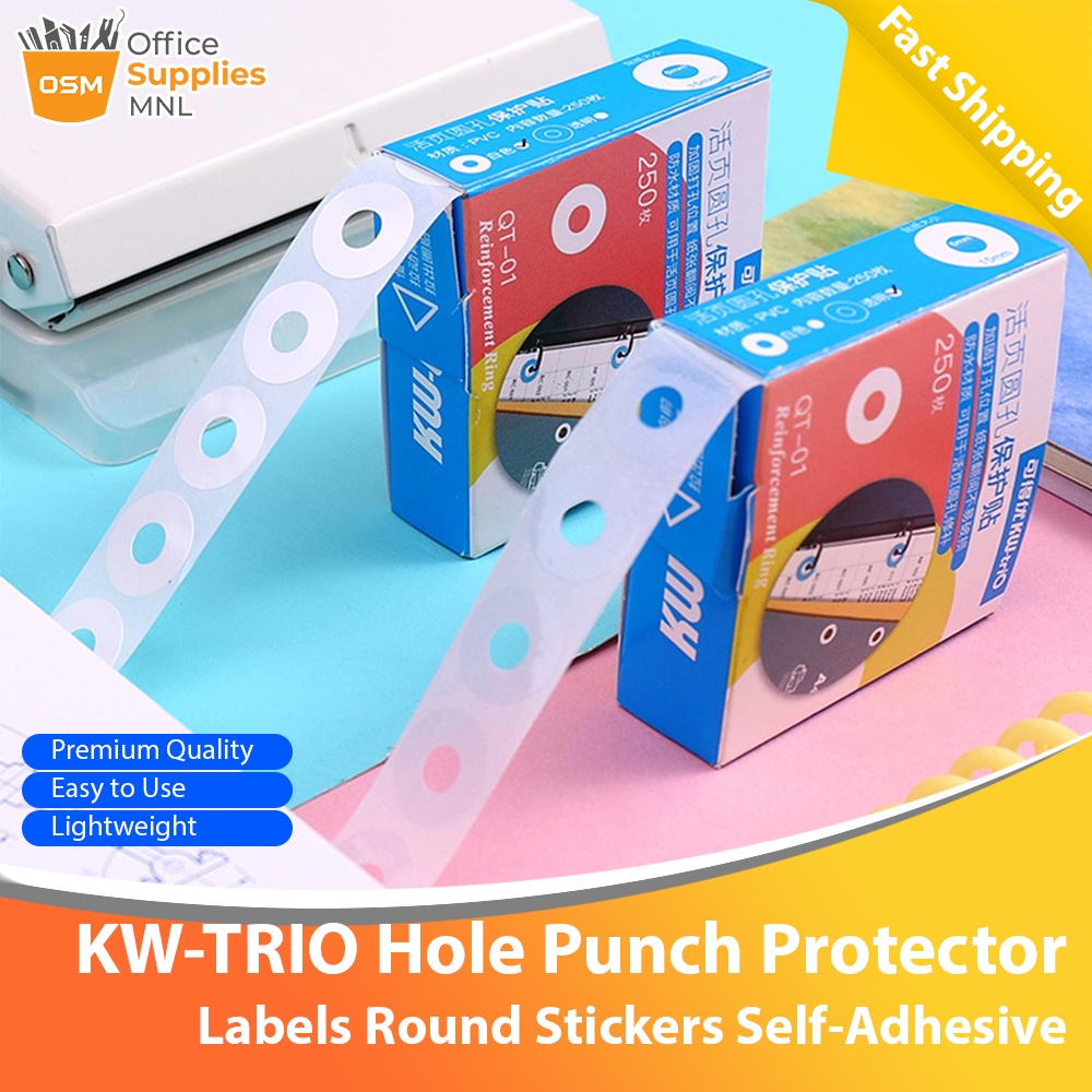 Kw Trio Hole Punch Protector Loose Leaf Paper Hole Reinforcement Labels Round Stickers Self 3802