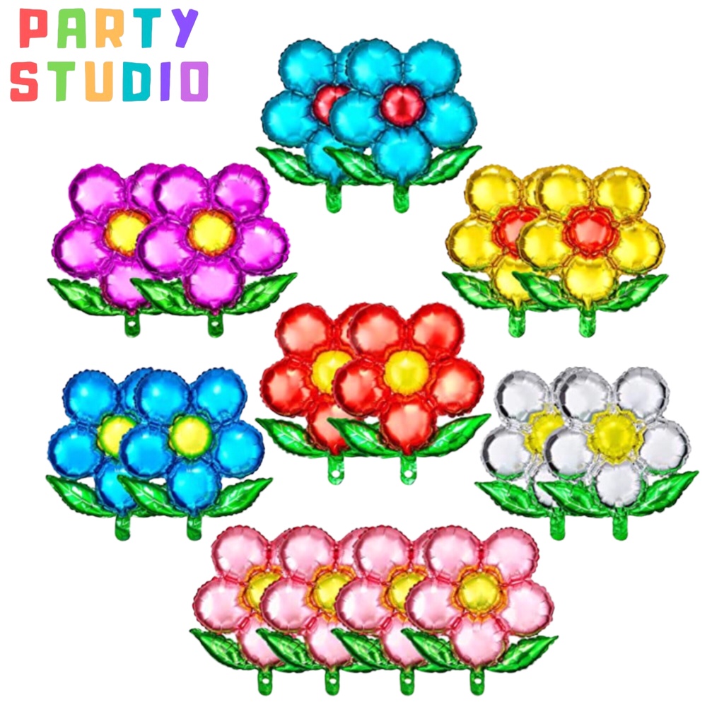 Flower Foil Balloon with Leaf (1 pc) Flower Balloons Nature Theme Party