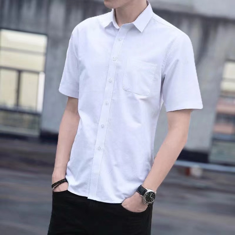 Plain short sleeve polo shirts for men black/white shirt Korean cotton ...