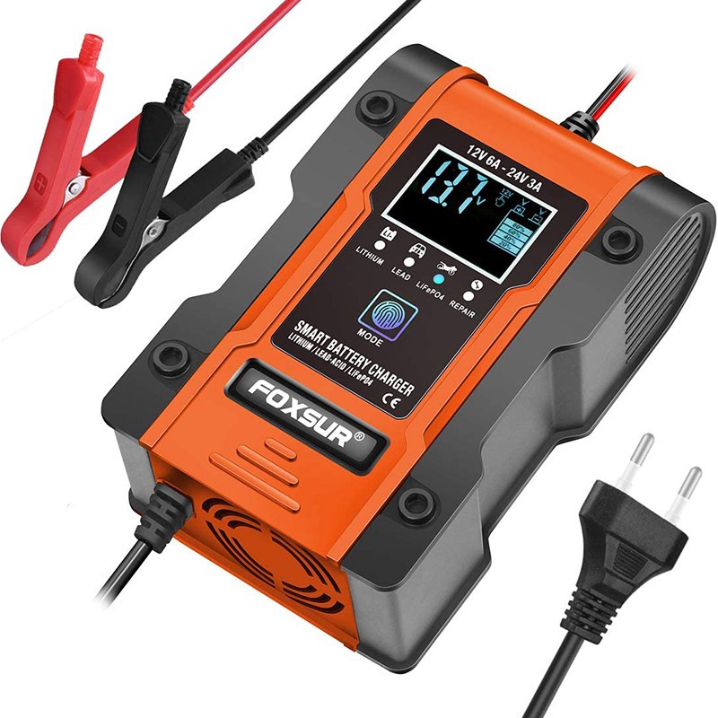 【Ready Stock】 New 12V/24V Motorcycle Car Battery Charger Shopee