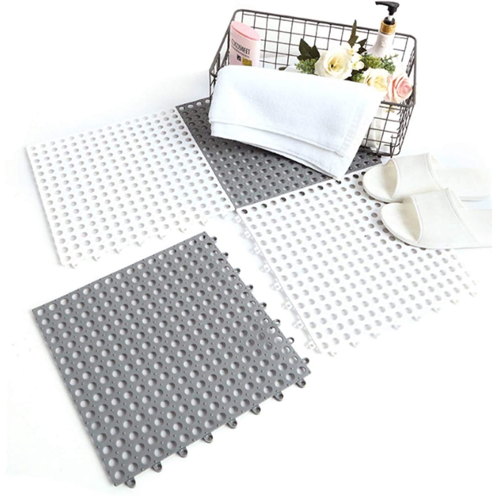 4PCS NonSlip Rubber Bath Mat with Drainage for Bathroom Rubber Floor