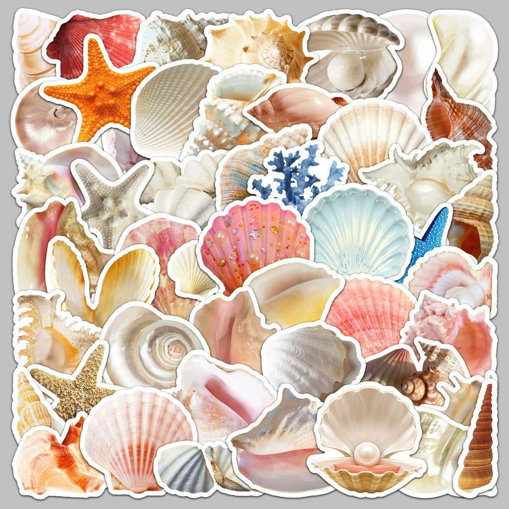 50Pcs Small and Fresh Marine Seashells Series Graffiti Stickers for ...