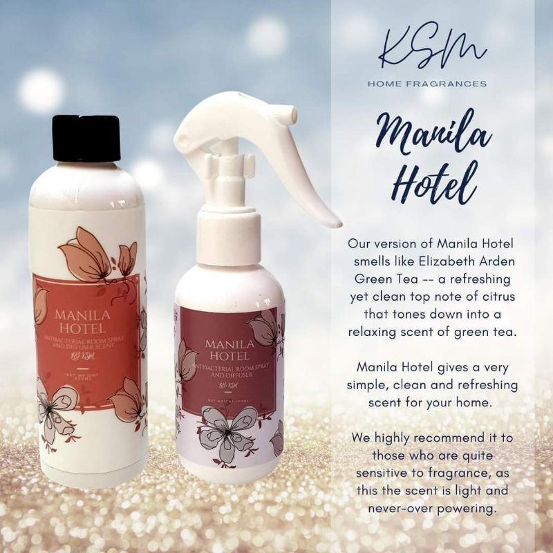 KSM Room Spray & Diffuser scent MANILA HOTEL Shopee Philippines
