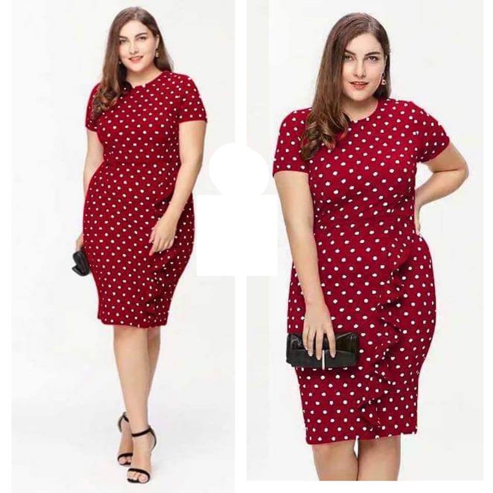 #6552 polka dots dress plus size dress for women | Shopee Philippines