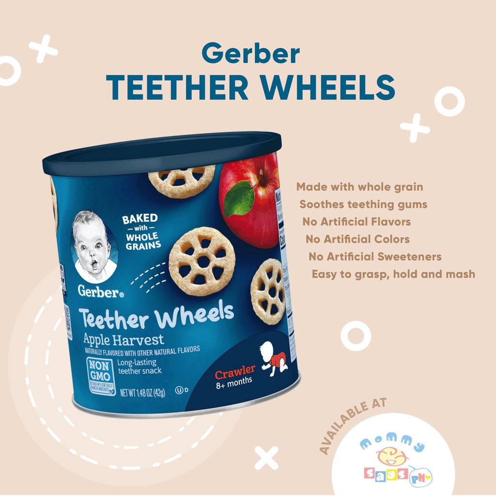 Gerber Baby Snacks Teether Wheels (2 different flavors) Shopee