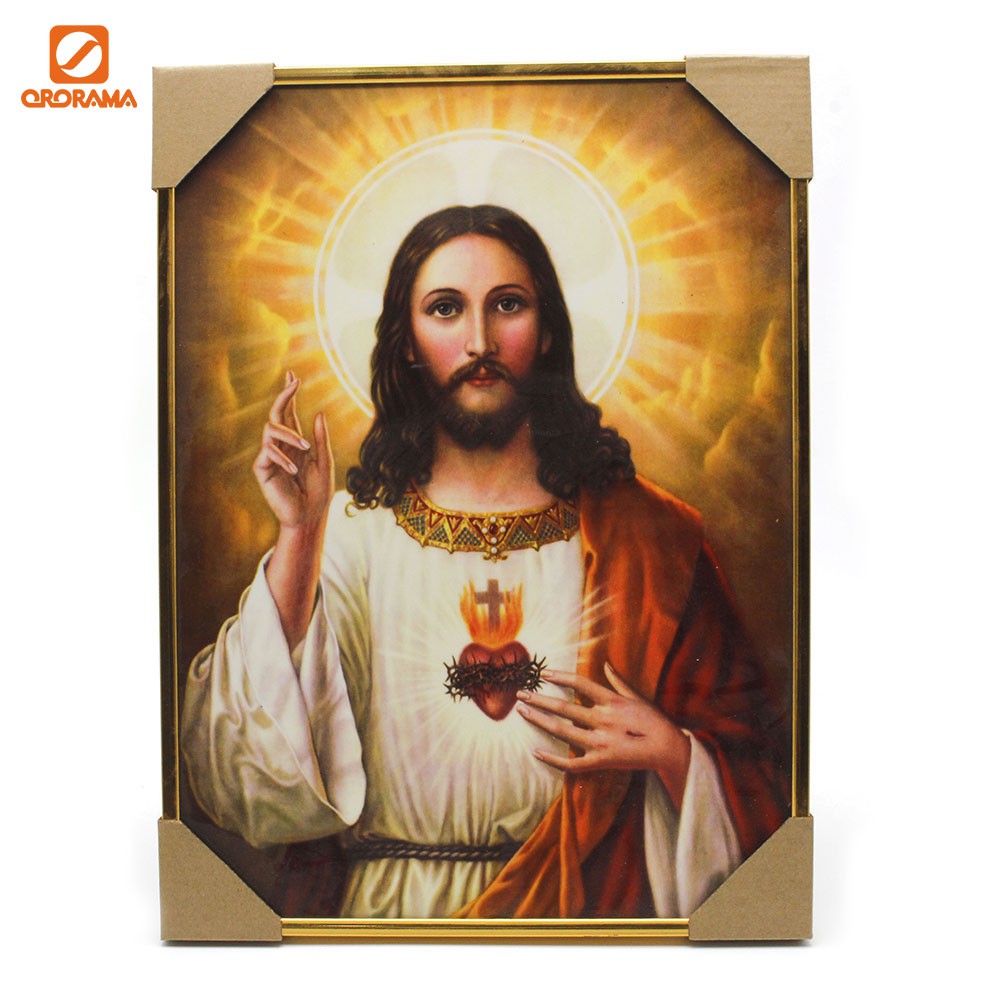 Religious Wall Frame Laminated Glossy Image With Hook With Border ...
