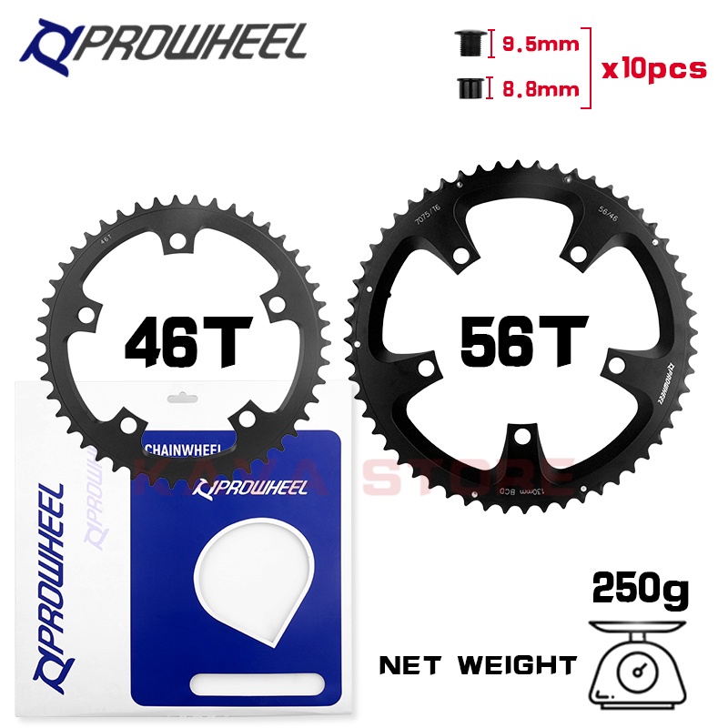 Prowheel Bicycle 170mm Crankset 130BCD 46T 56T Chainring Single Plate ...