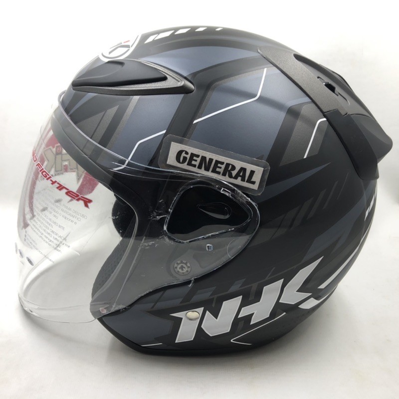 Nhk R6 Helmet Patrol Motif Black Silver Doff Black Ash Dop Half Face ...